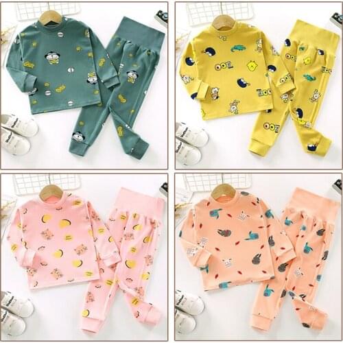 Autumn Childrens Clothing Pajamas Set Long Sleeve Cartoon Kids Sleepwear For Girls Boys High Waist Costume Toddler Baby Outfits