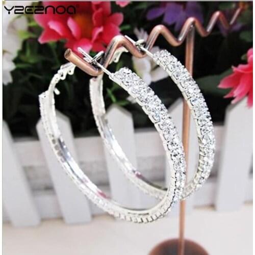 Top Popular Big Circle Gold Color Hoop Earrings For WomenEarrings With Rhinestone Circle Earrings Simple Earrings
