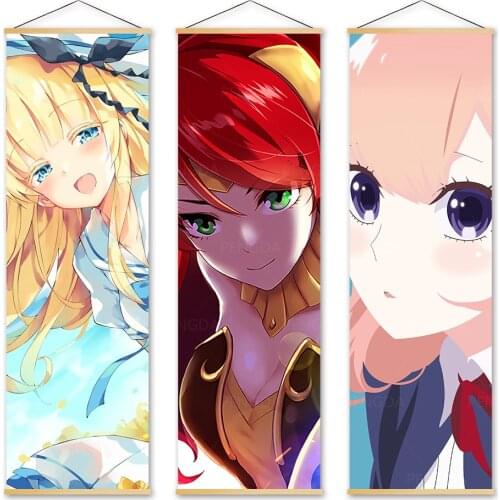 Home Decor Prints Wall Art Girls Und Panzer Poster Canvas Pictures Japan Animation Wooden Scroll Hanging Painting Living Room