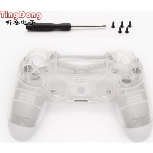 Crystal Clear Front Housing Shell Faceplate Cover Back White Case for Playstation 4 Pro PS4 Pro V2 Controller CUH-ZCT2 JDM-040