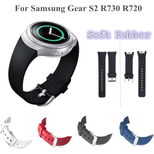 Outdoor Sport Soft Rubber Watch Band for Samsung Gear S2 R730 R720 Flexible Silicone Watchband Replacement for S2 R730 R720 Belt