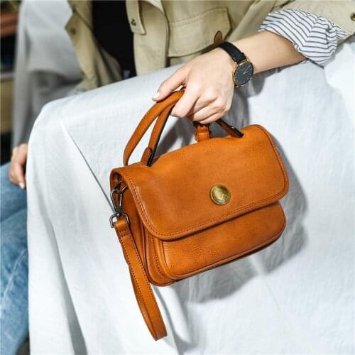 Art retro luxury natural real cowhide ladies large-capacity handbags casual simple daily outdoor one-shoulder messenger bag