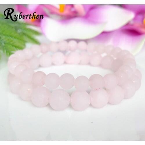 Ruberthen Rose Quarz Bracelet Set for Women Healing Crystal Mala Bracelet High Quality Handamde Bracelet Yoga Wrist Stretch Jewe