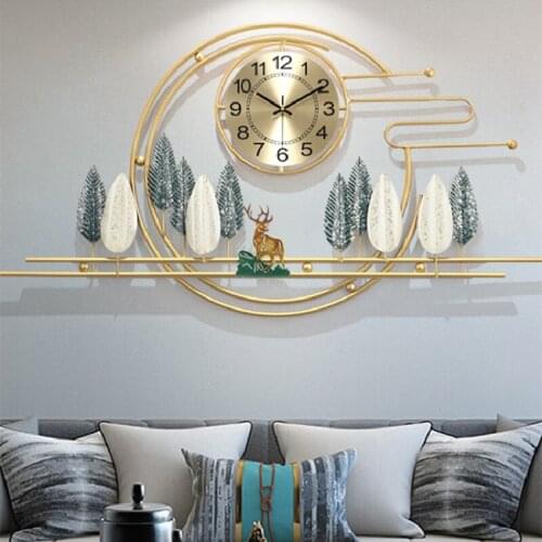 Luxury Art Wall Clock Large Iron Creative Chinese Style Personality Digital Wall Clock Living Room Reloj Pared Home Decor DG50WC
