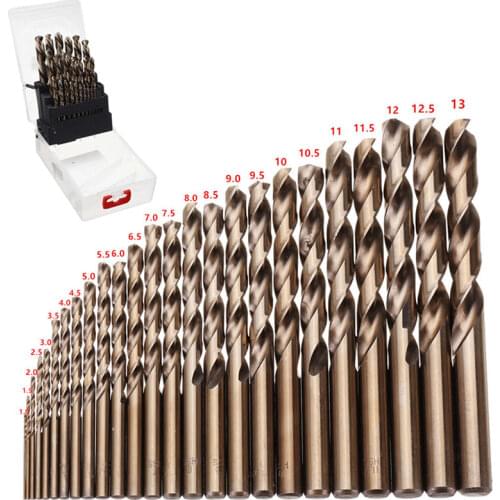 HSS-Co M35 Cobalt Straight Shank Twist Drill Bit Power Tools Accessories with Plastic Case for Metal Stainless Steel Drilling