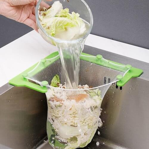 Drain Rack Filter Mesh Garbage Bag Kitchen Sink Hanging Basket for Separating Food Waste Hanging Mesh Drain Rack