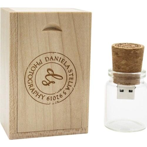 BiNFUL 64GB USB 2.0 Glass drift bottle with Cork USB Flash Drive glass bottle pendrive 4GB 8GB 16GB 32GB wedding gift