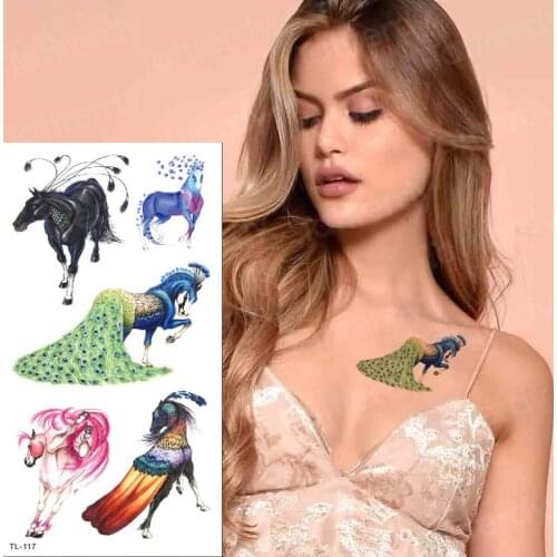 Temporary tattoo women phoenix waterproof tatoo horse tattoo sticker waterproof water tattoo peacock fashion tattoos for girls