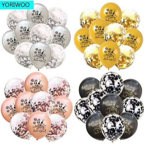 YORIWOO 10pcs Happy New Year 2021 Balloon Confetti Merry Christmas Balloons Air Latex Baloon Xmas Birthday Party Decorations Kid