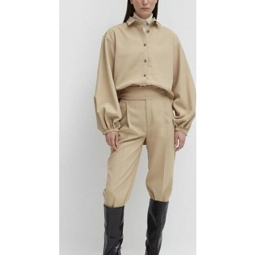 Women Shirt 2020 Early Spring New Lantern Sleeve Button Hunting Silhouette Shirt