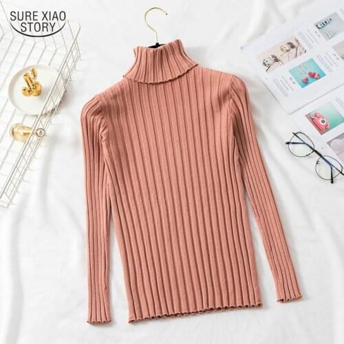 Autumn Chic Long Sleeve Vintage Jumper Turtleneck Sweater Top Knitted Pullover Sweater Women Bottomed Solid Winter Sweater 16220