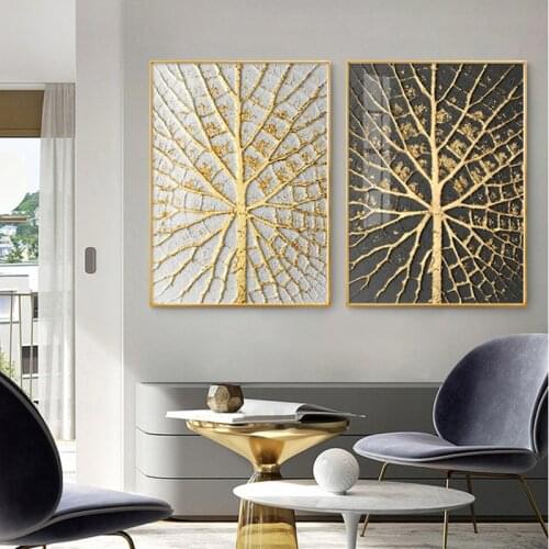 Gold Foil Pattern Decorative Paintings Wall Art Luxury Canvas Print Modern Art Wall Posters for Living Room Interior Home Decor