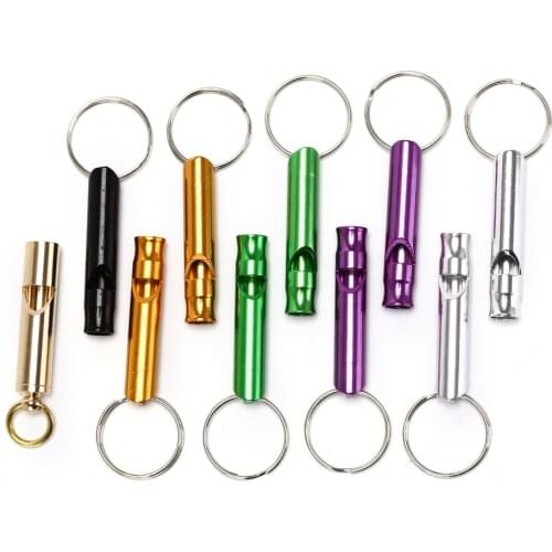 10pcs aluminum alloy whistle key ring keychain outdoor survival camping Random Color