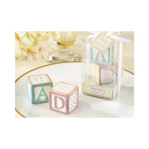 100sets Free Shipping return Gifts,Ceramic white and blac Dice Salt And Pepper Shaker Wedding Souvenir Salt and Papper+Gift Box