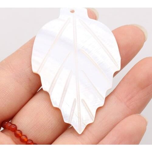 100% Natural Freshwater White Shell Big Leaf-shaped Pendant Beads-for Jewelry Making Necklace DIY Bracelet Accessories 1PC Gift