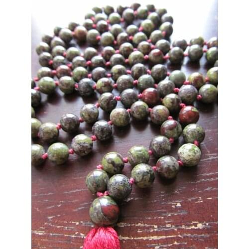 108 Bead Mala Necklace Bloodstone Necklace Long Tassel Necklaces Yoga Jewelry Prayer Beads Necklaces Japa meditation Mala Beads