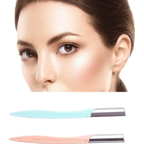 2PCS Eyebrow Trimmer Face Razor Eyebrow Portable Blades Shaver Knife Hair Remover Set Makeup Eyebrow Profiler Tools