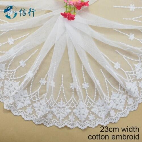 23cm width Cotton embroid lace sewing ribbon guipure trims or fabric warp knitting DIY Garment Accessories free shipping#3610