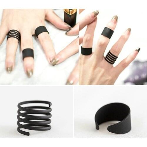3 Pcs Summer Style Ring Set Black Stack Plain Above Knuckle Ring Band Midi Rings Fine Jewelry Drop Shipping RING-0054