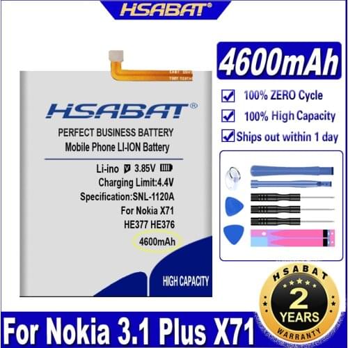 HSABAT HE377 HE376 4600mAh Battery for Nokia 3.1 Plus X71 Smartphone Batteries