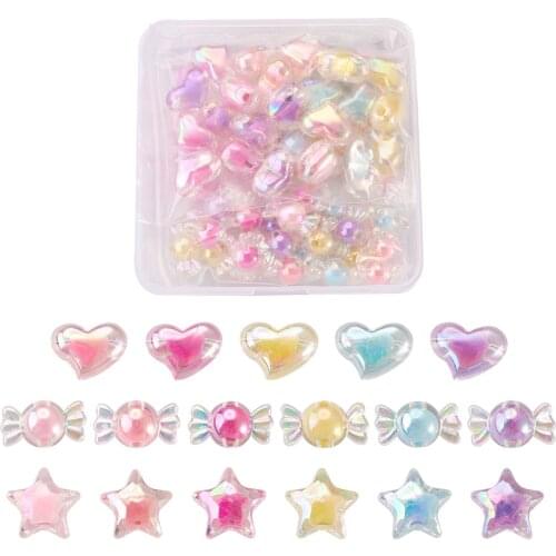 92pcs/Box Acrylic Beads Star/Candy/Heart Bead in Bead Mixed Color for Jewelry Making DIY Bracelet Earring Decor Accessories