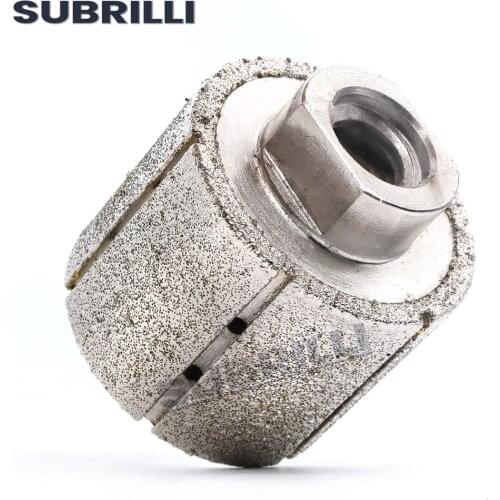 SUBRILLI 2” Electroplated Diamond Drum Wheel Metal Bond Zero Tolerance Polishing Wheel for Granite Porcelain Quartz Sink Bowl