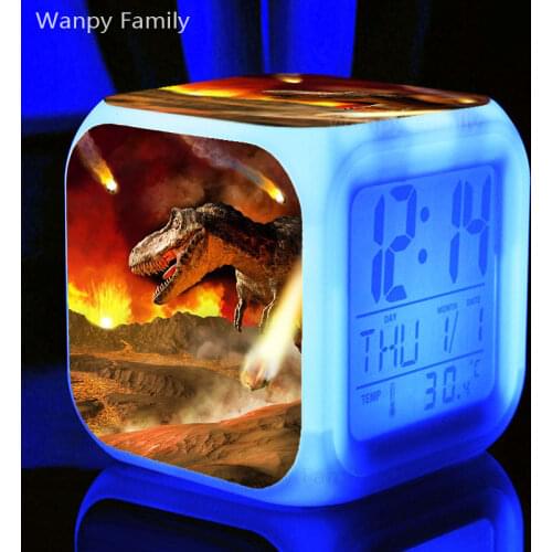 Jurassic Period Dinosaur Alarm Clock 7 Color Glowing LED Digital Alarm Clock Kids room Multi-fonction Electronic Watches Clock