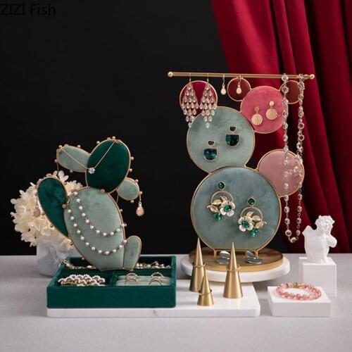 Cactus Decorative Shelves Jewelry Box Dressing Table Cosmetic Containers Necklace Stand Eardrop Earrings Plate Ring Shelf