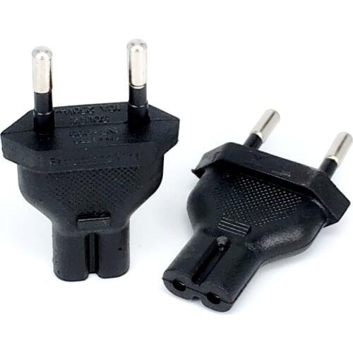 Europe CEE7/16 EU 2-pin power cable plug to IEC C7 figure 8 receptacle plug adapter converter