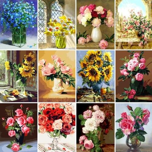 Picture Plant flower DIY Painting By Numbers Figure Picture Canvas By Numbers Modern Abstract Handpainted Oil Painting For Home