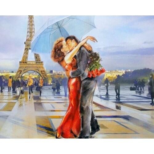 GATYZTORY 60x75cm DIY Frame Painting By Numbers Kits Lovers kiss Figure Paint By Numbers Kits Unique Diy Gift For Adult Children