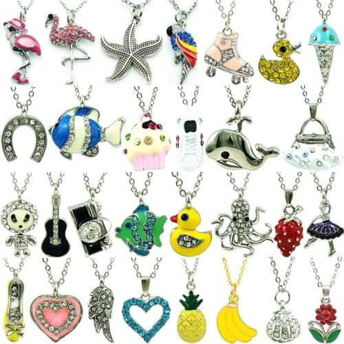 JINGLANG Brand New Fashion Metal Rhinestone Roller Skates Charm Pendants Necklace For Children Jewelry Gift