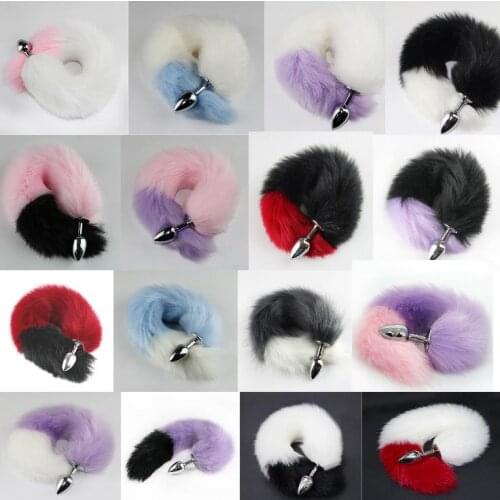 Colorful Wolf Fox Tail Anal Plug Adult Games Stainless steel Anal Bead Butt Plug Stimulator Sex Products Flirting Toys For Women
