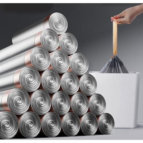 Drawstring Garbage Bag Household Portable Thickening Increase Black Garbage Bag Vest Type Plastic Bag Kitchen Cleaning Supplies