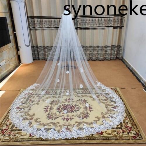 Lace Sequins Wedding veil 2021 Velo de novia largo bridal veil sluier veu de noiva Cheap wedding accessories