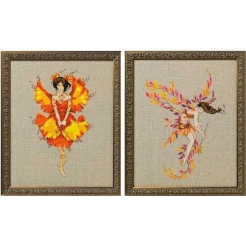 14/16/18/25/22 COLOR AIDA Counted Cross Stitch Kit Leaves Fairy Ginkgo Tree fay Angel woman lady NC253 254