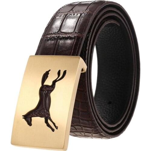 Men Crocodile Grain Stainless Steel Buckle Cowskin Alligator Horse Belt Fashion Male Business Jeans Belts BCD072