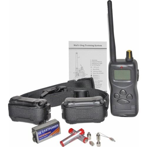 10Sets DHL 1000M For 2 Dogs Training Collar Rechargeable Waterproof Remote Shock Collars Vibrate & Electric Petrainer PET900B2