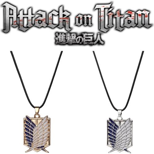 Attack on Titan Alloy Necklace Wings of Liberty Shingeki No Kyojin Leather Chain Badge Anime Pendant Accessories Jewelry Gift