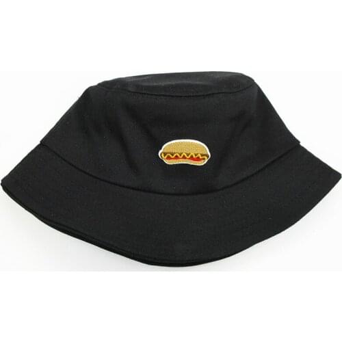 2021 Hot Dog Food Embroidery Cotton Bucket Hat Fisherman Hat Outdoor Travel Hat Sun Cap Hats for Men and Women 112