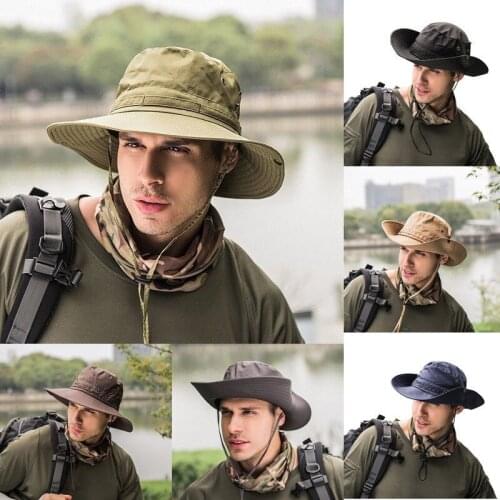 Unisex UV Protection Bucket Hat Solid Color Hunting Fishing Outdoor Boonie Summer Wide Brim Fisherman’s Cap