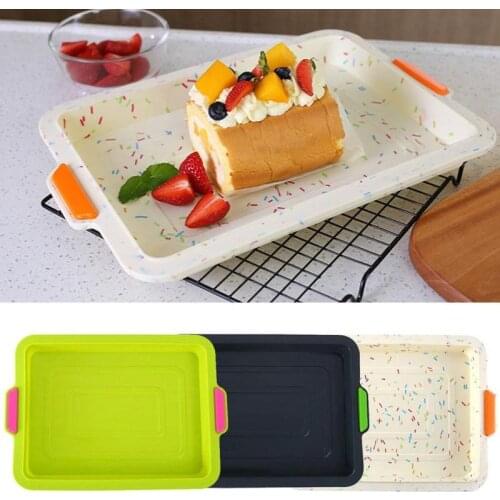 1pc Silicone Cake Mold DIY Baking Pan Reusable Square Tools High Baking Resistant Bread Baking Pan Mold Non-stick Temperatu B0M8