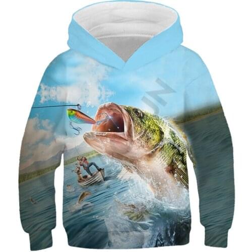 Fun Tilapia 3D Print Long Sleeve Pullover Children Outdoor Fishing Hoodie Boys Girls Casual Street Wear Sweatshirts Outdoor Tops