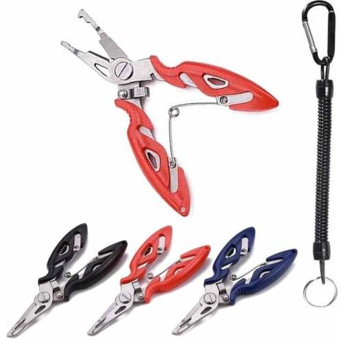 Fishing Pliers Stainless Steel Hook Remover Fishing Line Scissors Braided Line Cutters Split Ring Opener with Lanyard