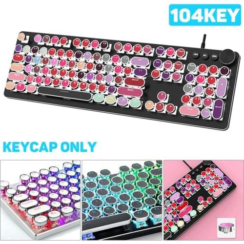 104Pcs/Set PBT Universal Round Key Cap Keycaps for Cherry MX Mechanical Keyboard Universal Backlit Round Design