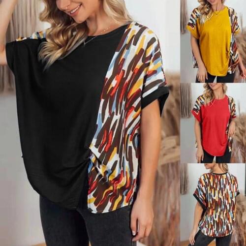 2021 Summer New Casual Fashion Womens Loose Printed T-Shirts Womens Tops Round Neck Womens T-Shirts