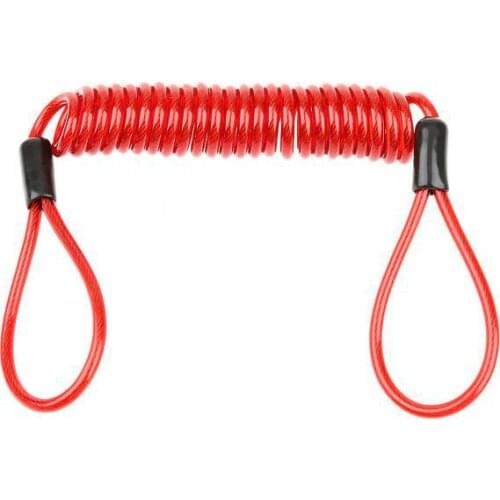 1.5m Safety Lanyard Spring Coil Rope Disc Brake Lock Reminder Cable Red