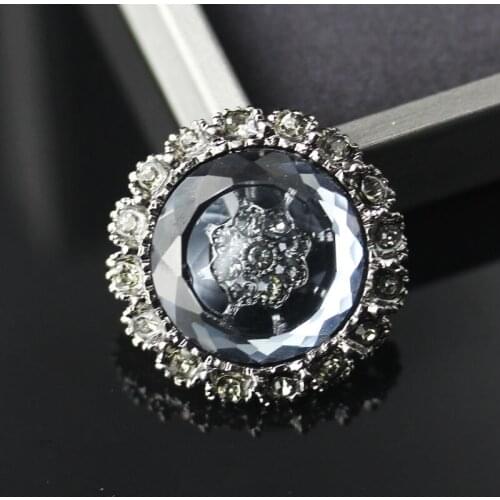1-hole 35mm 4pcs/lot Black High-grade Crystal Buttons Cashmere Mink Coat Fur Clothing Buckle Diamond Decoration Clasp Buckle