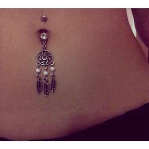 1PC Bohemian Dream Catcher Rings Piercing Ombligo Earrings Belly Button Rings Navel Piercing Crystal Body Piercing Jewelry