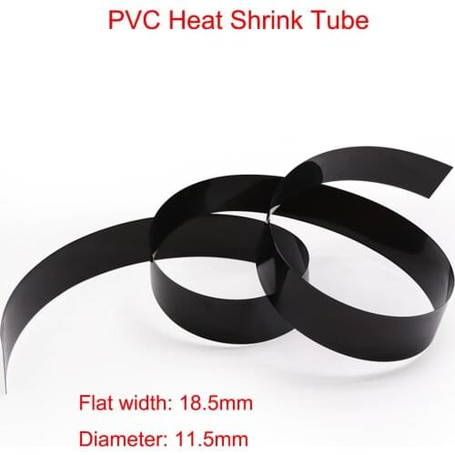 5M Black PVC Heat Shrink Tube Width 18.5mm Dia 11.5mm Lithium Battery Insulated Film Wrap Protection Case Pack Wire Cable Sleeve